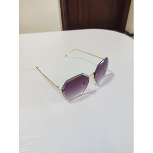 Rimless Trimmed Round Sunglasses